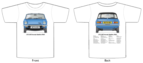 Triumph Spitfire MkV 1974-80 T-shirt Front & Back